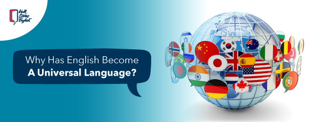 Aprender inglés online para comunicarte globalmente, burbujas de habla con banderas de países del mundo.