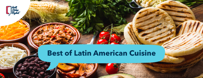  Mesa con varios ingredientes para aprender inglés con la comida típica latinoamericana.